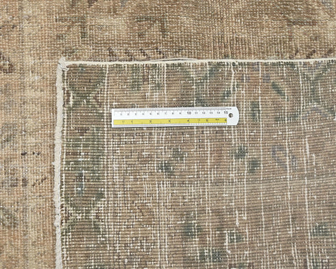 10 Ft Vintage Brown Persian Style Hand Knotted Low Pile Wool Runner Rug